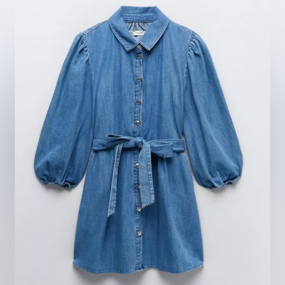 ZARA *NWT* Blue Denim Button-Up Dress